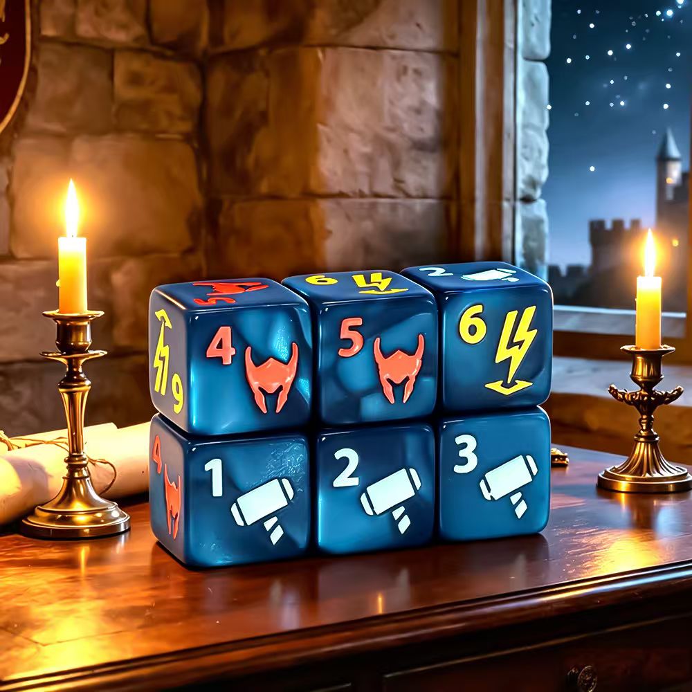 Desk Setup Game - 6 blau-grüne Hero-Würfel-Sets – 6-seitige Acrylwürfel