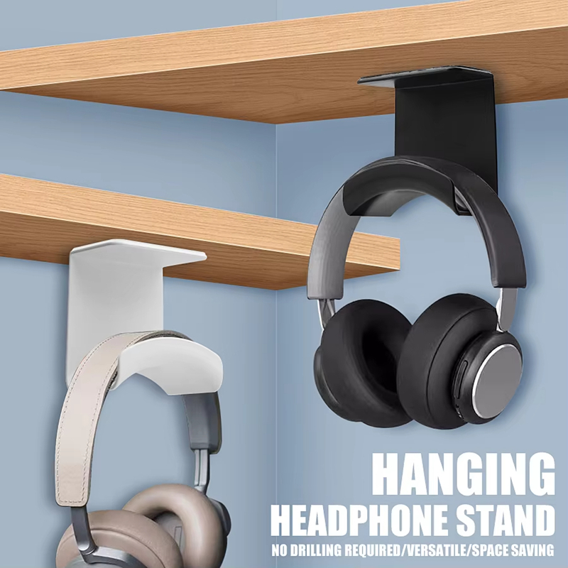 Headphone Hook Under - Universeller Kopfhörerständer, selbstklebender Kunststoff-Wandhalter, Headset-Halterung für