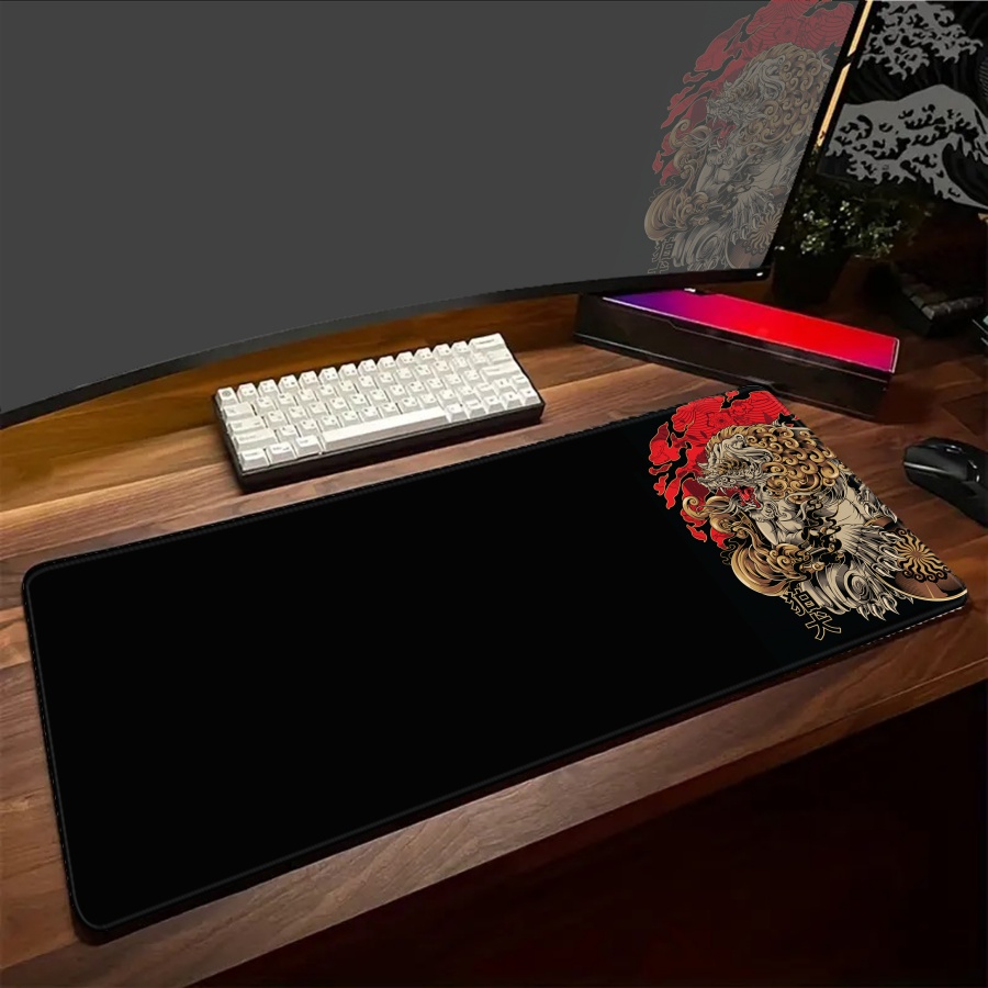 Desk Setup Accessories - Schwarzes Schreibtisch-Mauspad ONI, große Gamer-Matte, großes