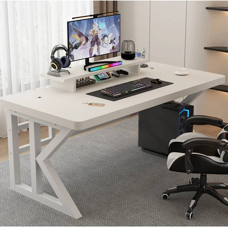Desk Setup Laptop And Monitor - Geformter L-Gaming-Schreibtisch, biegsamer Laptop-Tisch im Bett,