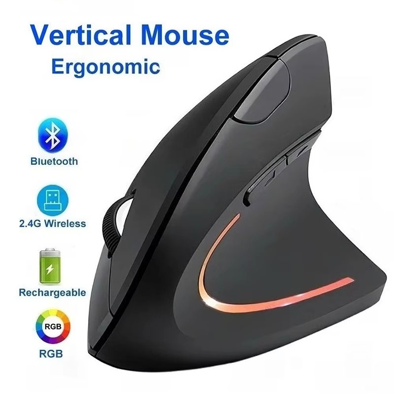 Desk Setup Study - Ergonomisch korrekte vertikale Maus, 2,4 GHz,