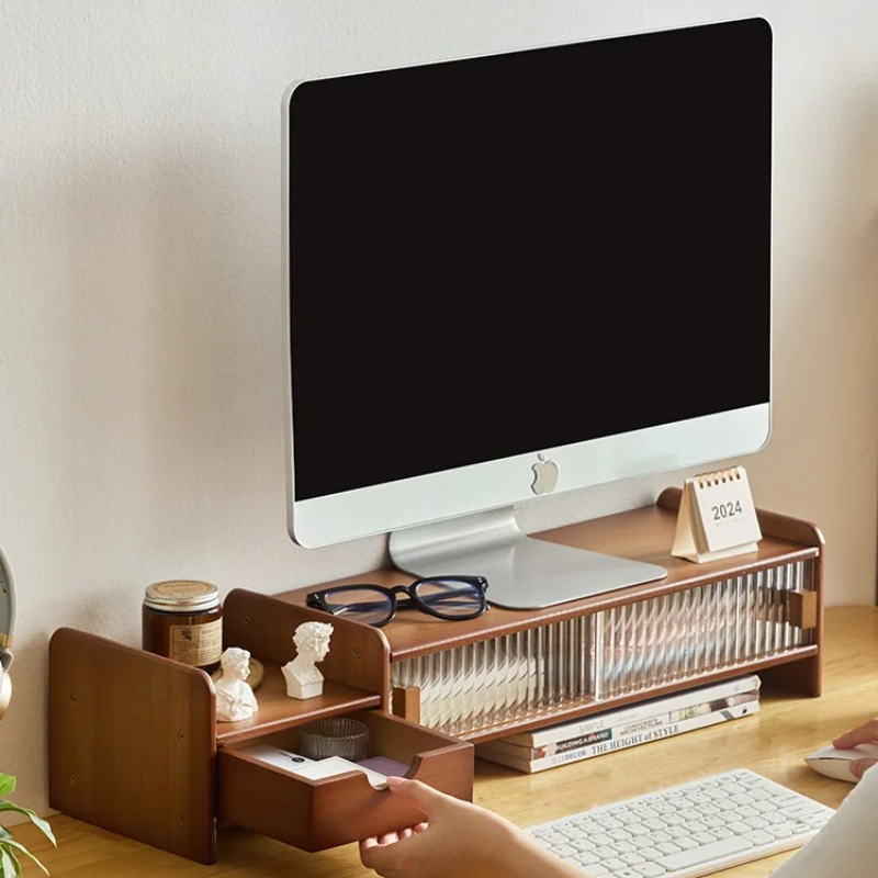 Monitor Riser Wood - ‌ Monitorständer mit Schublade, verstellbarer Computertisch-Riser,