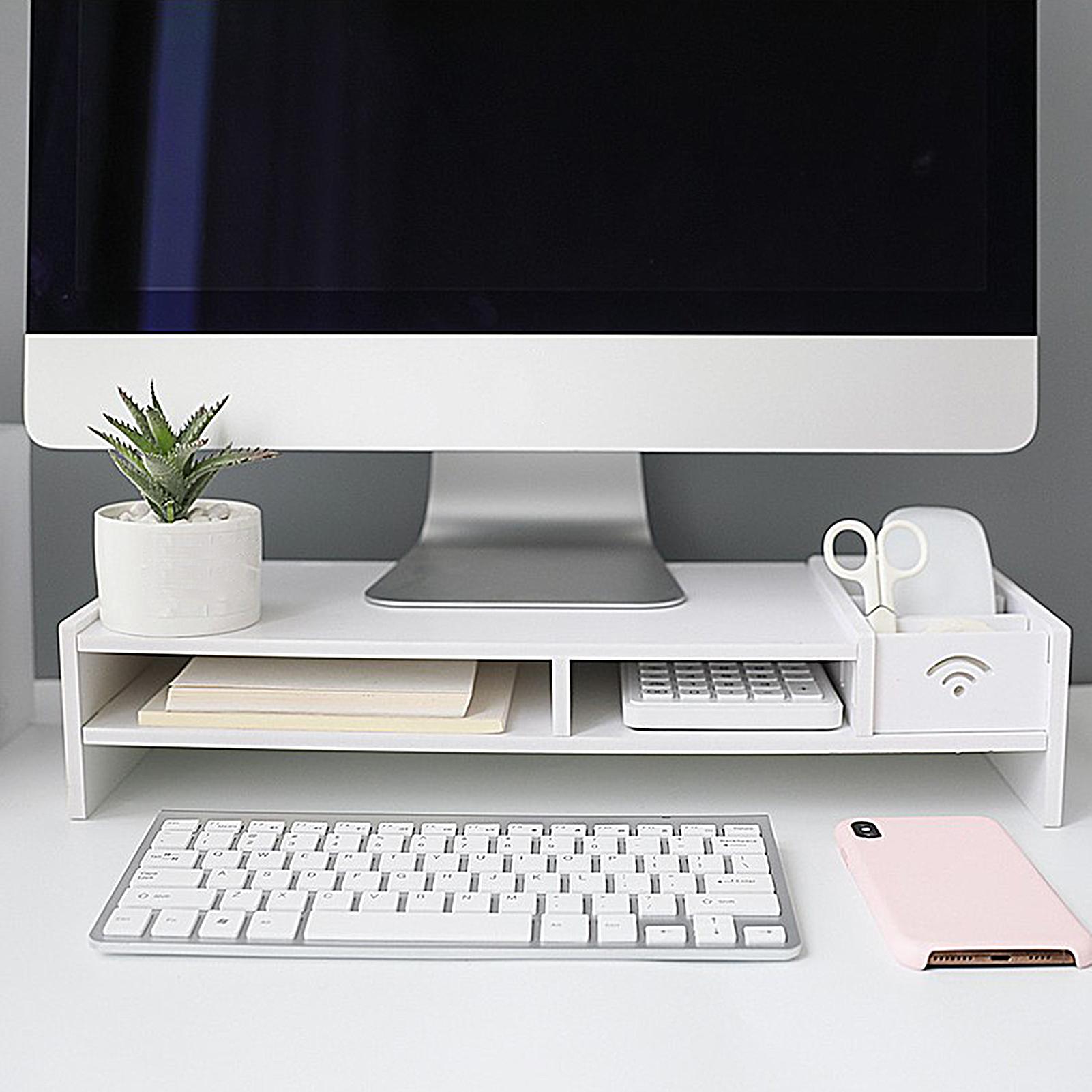 Monitor Riser Wood - Office Organization Monitor Riser 3-stufiges Schreibtisch-Organizer-Regal
