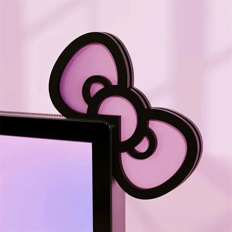 Desk Setup Accessories - Kawaii rosa Acryl Schleife Monitor Dekor