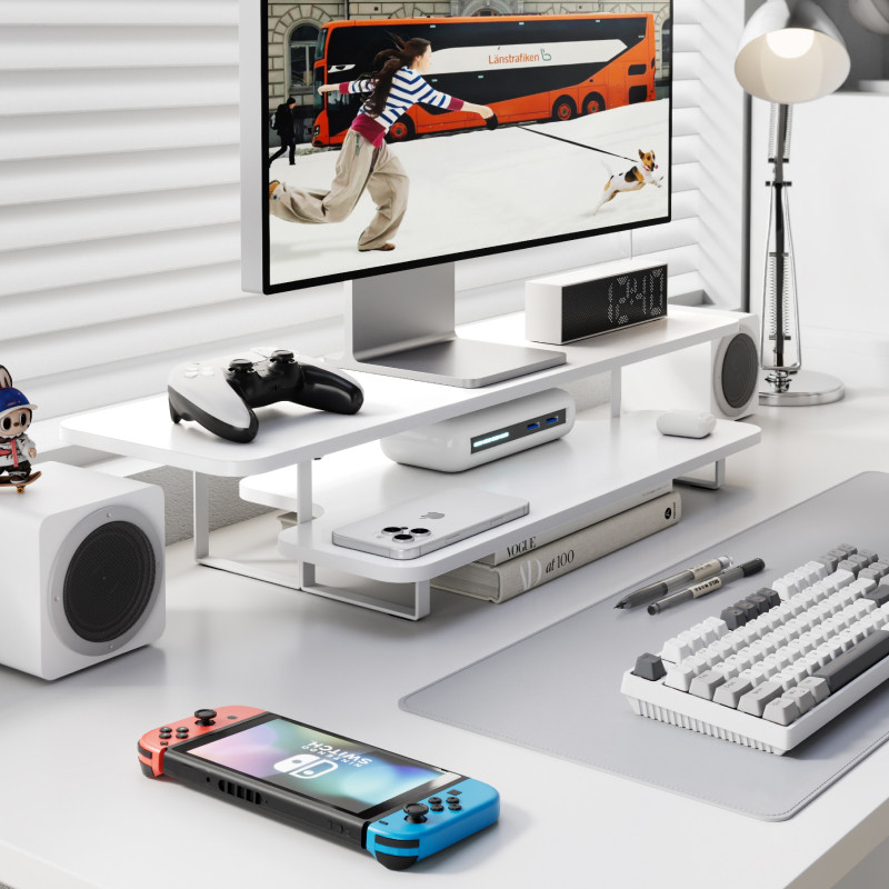Monitorständer in Walnuss-Opti – Desk Setup Laptop And Monitor Bewertung und Preis