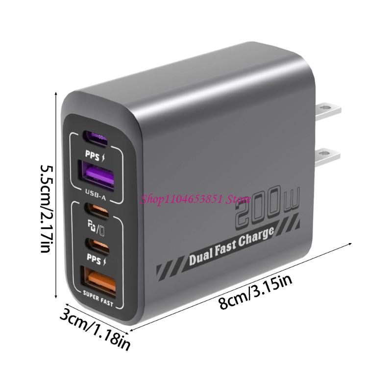 200 W 5-Port-Schnellladegerät  – Desk Setup For 2 Laptops Bewertung und Preis