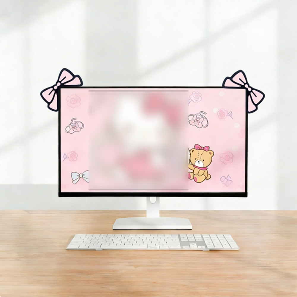 Niedliche Rosa Schleife Monito – Desk Setup Laptop And Monitor Bewertung und Preis